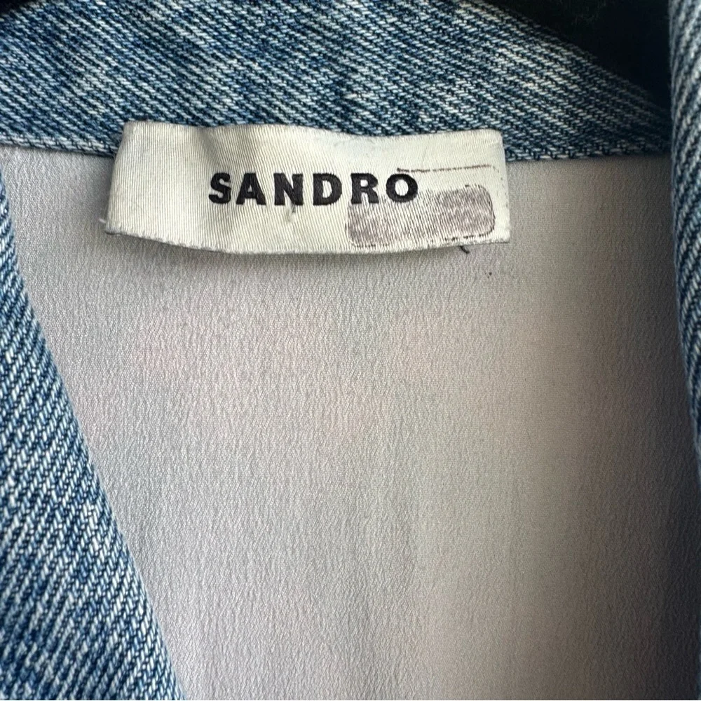 Sandro Amadora Denim Trim Houndstooth Tweed Mini Dress - Picture 6 of 13